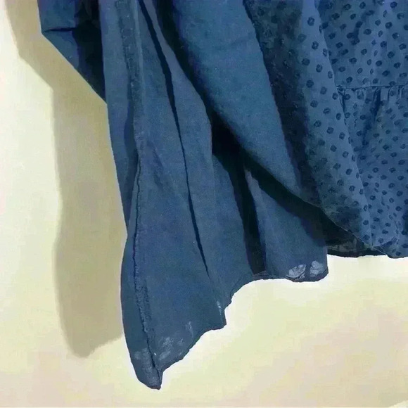 LOFT Navy Blue Dress Textured Dot Ruffle Hem Casual 3/4 Sleeve Size XS - Picture 6 of 9